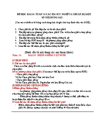 Ôn tập môn Công nghệ Lớp 7 - Bài 34-37 Ôn tập môn Công nghệ Lớp 7 - Bài 34-37