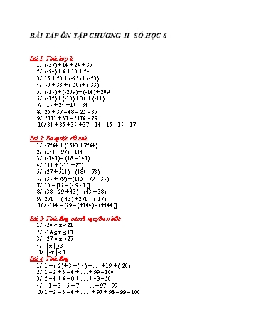 Ôn tập môn Đại số Lớp 6 - Chương II