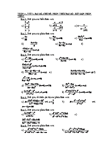 Ôn tập môn Đại số Lớp 8 - Chủ đề: Phân thức đại số. Rút gọn phân thức