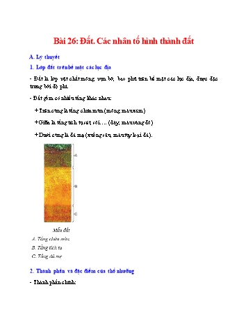 Ôn tập môn Địa lí Lớp 6 - Bài 26+27