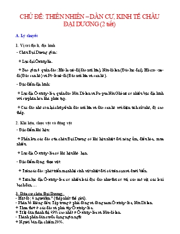 Ôn tập môn Địa lí Lớp 7 - Chủ đề: Thiên nhiên - Dân cư, kinh tế Châu Đại Dương