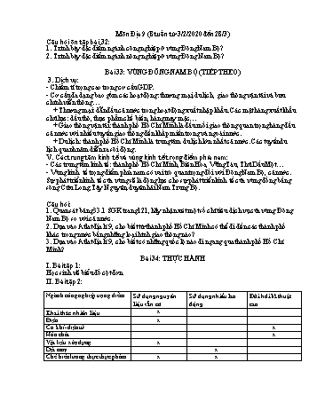Ôn tập môn Địa lí Lớp 9 - Bài 33 - 37