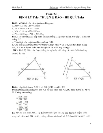 Ôn tập môn Hình học Lớp 8 - Tuần 22 - 25 - Trường THCS Nguyễn Trung Trực
