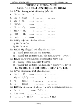 Ôn tập môn Hóa học Lớp 8 - Chương V: Hidro - Nước - Lê Hoàng Nam