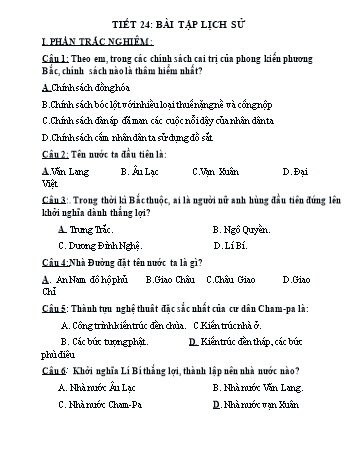 Ôn tập môn Lịch sử Lớp 6 - Tiết 24: Bài tập lịch sử