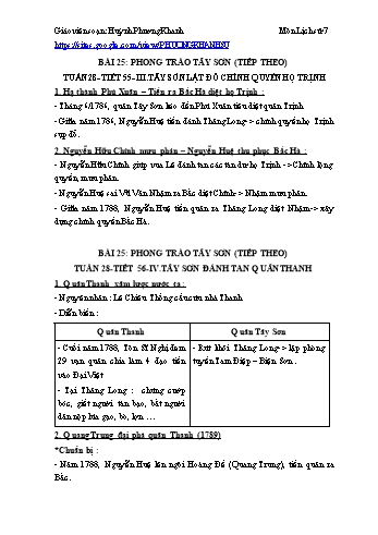 Ôn tập môn Lịch sử Lớp 7 - Tuần 28-29 - Huỳnh Phương Khanh