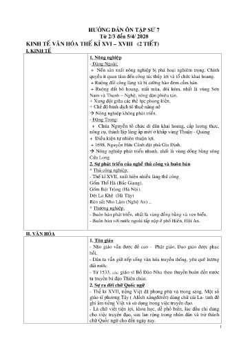 Ôn tập môn Lịch sử Lớp 7