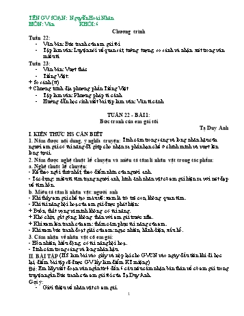 Ôn tập môn Ngữ văn Lớp 6 - Tuần 22+23 - Nguyễn Hoài Nhân
