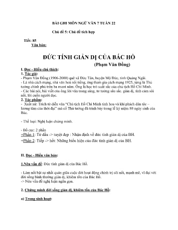 Ôn tập môn Ngữ văn Lớp 7 - Tuần 22