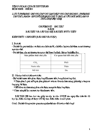 Ôn tập môn Sinh học Lớp 8 - Bài 38-42 - Quách Thúy Hằng