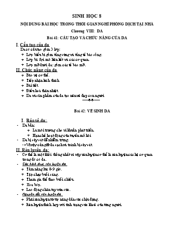 Ôn tập môn Sinh học Lớp 8 - Bài 41-54