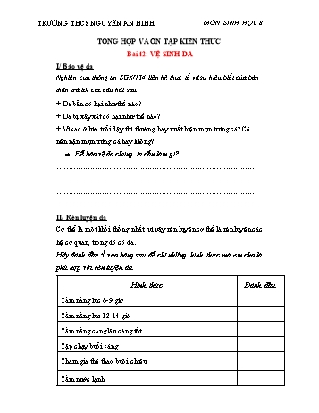 Ôn tập môn Sinh học Lớp 8 - Bài 42+43 - Trường THCS Nguyễn An Ninh