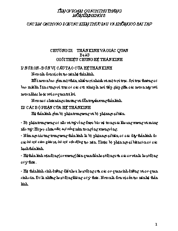 Ôn tập môn Sinh học Lớp 8 - Bài 43-46 - Quách Thúy Hằng