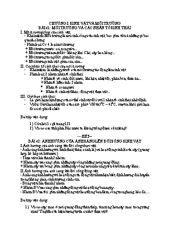 Ôn tập môn Sinh học Lớp 9 - Chương I + II