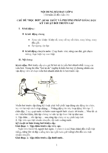Ôn tập môn Thể dục Lớp 6 - Tuần 22-26