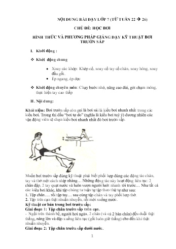 Ôn tập môn Thể dục Lớp 7 - Tuần 22-26