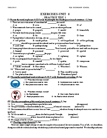 Ôn tập môn Tiếng Anh Lớp 6 - Practice test 1
