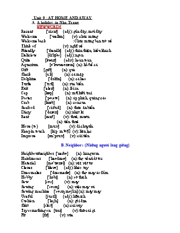 Ôn tập môn Tiếng Anh Lớp 7 - Unit 9+10