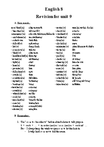 Ôn tập môn Tiếng Anh Lớp 8 - Unit 9