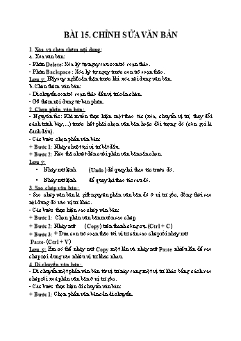 Ôn tập môn Tin học Lớp 6 - Bài 15+16+17