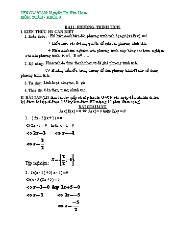 Ôn tập môn Toán Khối 8 - Nguyễn Thị Kim Thắm