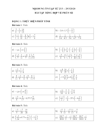 Ôn tập môn Toán Lớp 6 - Bài tập tổng hợp về phân số