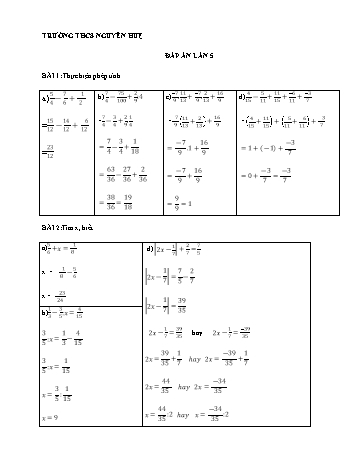 Ôn tập môn Toán Lớp 6 - Lần 6 - Trường THCS Nguyễn Huệ Ôn tập môn Toán Lớp 6 - Lần 6 - Trường THCS Nguyễn Huệ