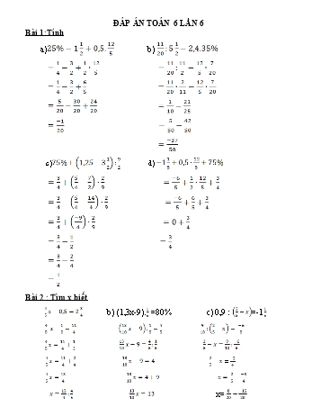 Ôn tập môn Toán Lớp 6 - Lần 7