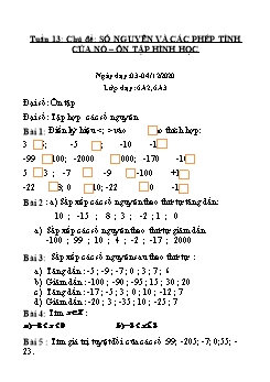 Ôn tập môn Toán Lớp 6 - Tuần 13 - Năm học 2020-2021