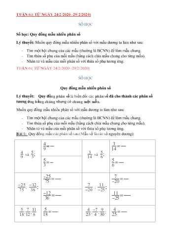 Ôn tập môn Toán Lớp 6 - Tuần 6 Ôn tập môn Toán Lớp 6 - Tuần 6