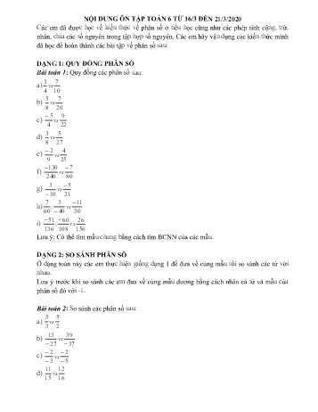 Ôn tập môn Toán Lớp 6