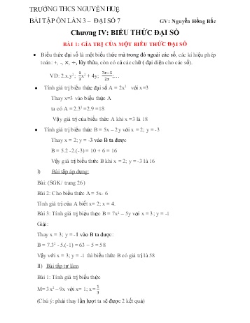 Ôn tập môn Toán Lớp 7 - Lần 3 - Nguyễn Hồng Bắc