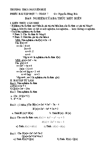 Ôn tập môn Toán Lớp 7 - Lần 7
