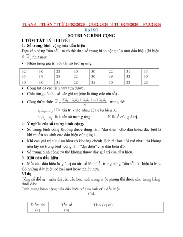 Ôn tập môn Toán Lớp 7 - Tuần 6+7 Ôn tập môn Toán Lớp 7 - Tuần 6+7