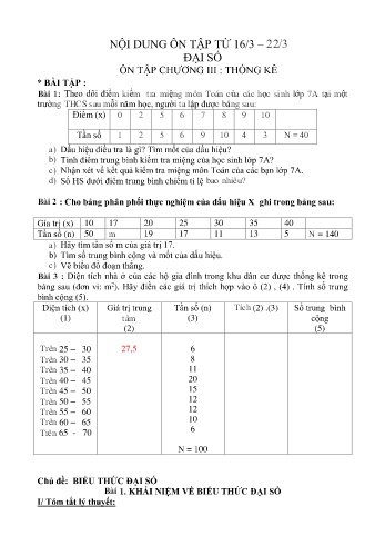 Ôn tập môn Toán Lớp 7