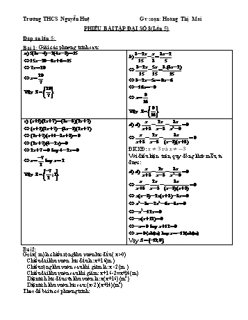 Ôn tập môn Toán Lớp 8 - Lần 6 - Trường THCS Nguyễn Huệ