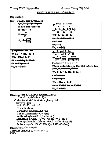 Ôn tập môn Toán Lớp 8 - Lần 7 - Trường THCS Nguyễn Huệ