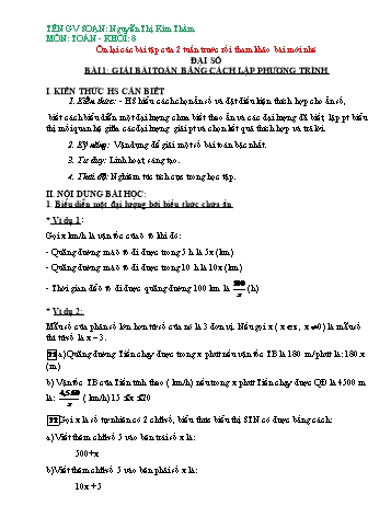 Ôn tập môn Toán Lớp 8 - Nguyễn Thị Kim Thắm