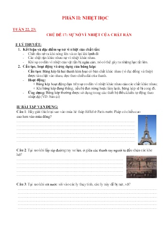 Ôn tập môn Vật lí Lớp 6 - Chương II: Nhiệt học