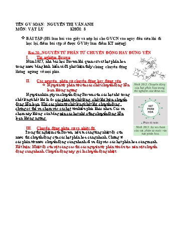 Ôn tập môn Vật lí Lớp 8 - Bài 20-23 - Nguyễn Thị Vân Anh