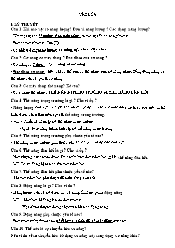 Ôn tập môn Vật lí Lớp 8