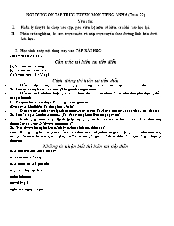 Ôn tập trực tuyến môn Tiếng Anh THCS - Tuần 22