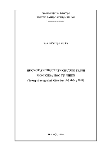 Tài liệu tập huấn hướng dẫn thực hiện chương trình môn Khoa học tự nhiên