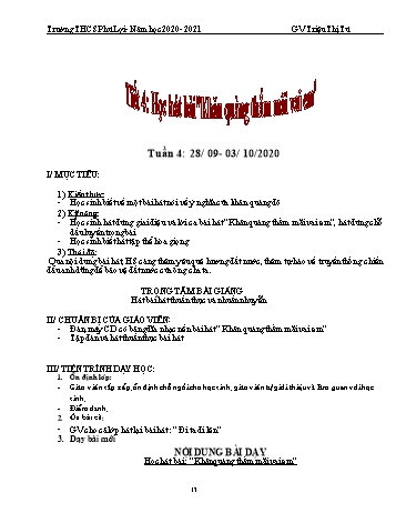 Giáo án Âm nhạc Lớp 6 - Tiết 4: Học hát bài Khăn quàng thắm mãi vai em - Triệu Thị Tú - Năm học 2020-2021