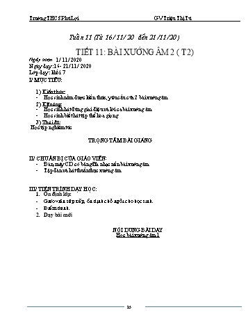 Giáo án Âm nhạc Lớp 7 - Tiết 11: Bài xướng âm 2 (Tiết 2) - Triệu Thị Tú - Năm học 2020-2021
