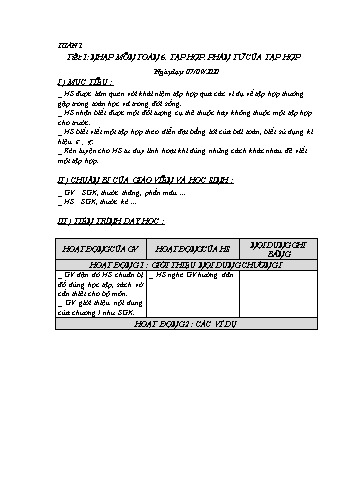 Giáo án Đại số Khối 6 - Tuần 1 - Năm học 2020-2021