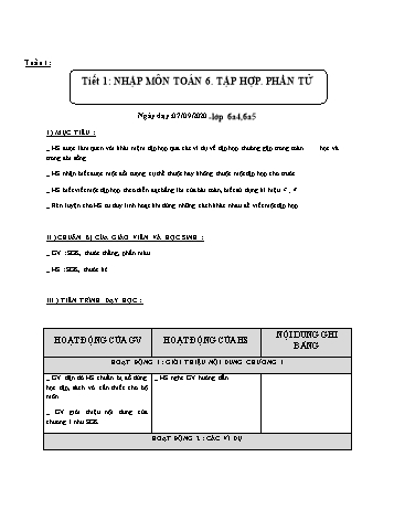 Giáo án Đại số Lớp 6 - Tuần 1 - Phùng Ngọc Thanh Tùng - Năm học 2020-2021
