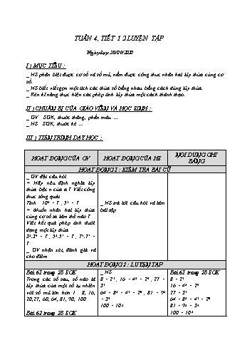 Giáo án Đại số Lớp 6 - Tuần 4 - Năm học 2020-2021