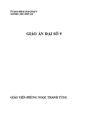 Giáo án Đại số Lớp 9 - Tuần 1 - Phùng Ngọc Thanh Tùng - Năm học 2020-2021
