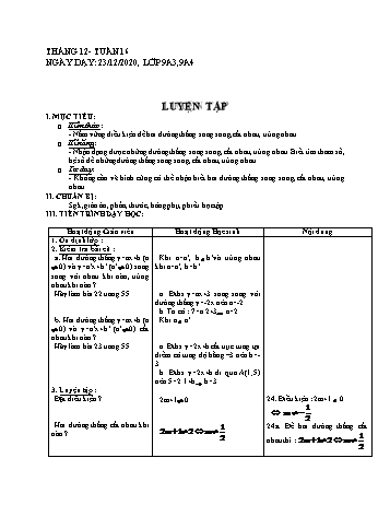 Giáo án Đại số Lớp 9 - Tuần 16 - Phùng Ngọc Thanh Tùng - Năm học 2020-2021